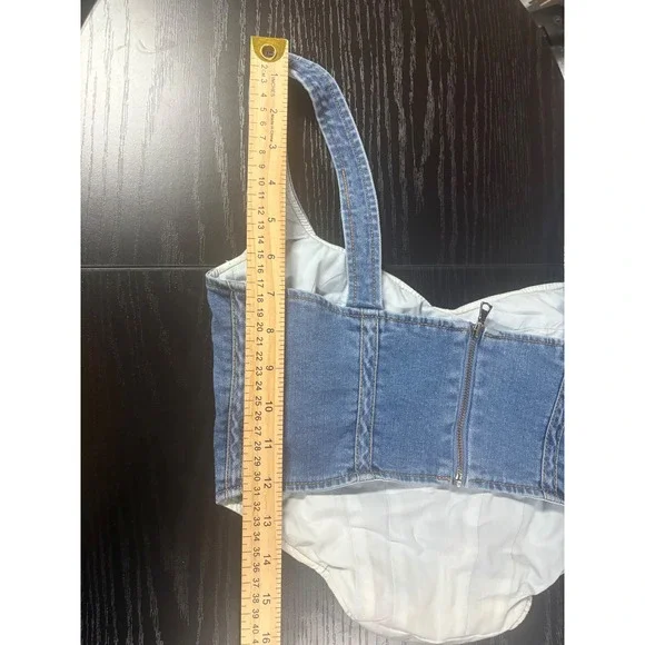 Bardot Blue Denim Corset Tank Top - Picture 6 of 6